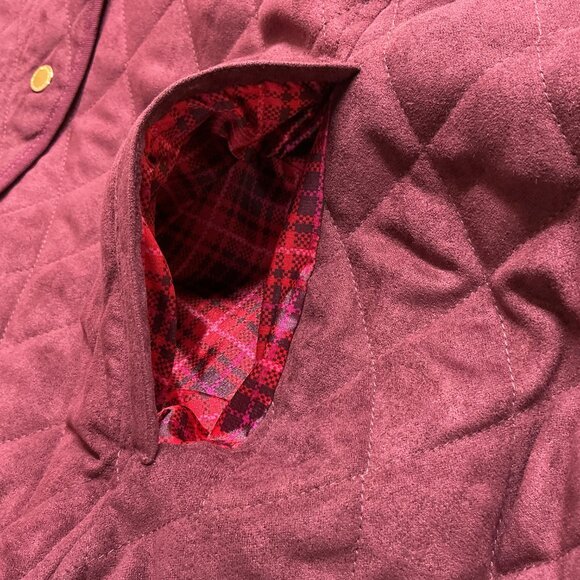 2X Faux Suede Quilted Barn Jacket with Lining-Spiced Wine Isaac Mizrahi Live! - Picture 6 of 13